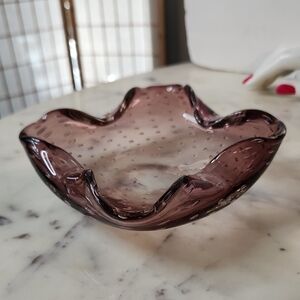 Vintage | Murano Bullicante Amethyst Glass | Cigar Ashtray | Candy Dish | Art